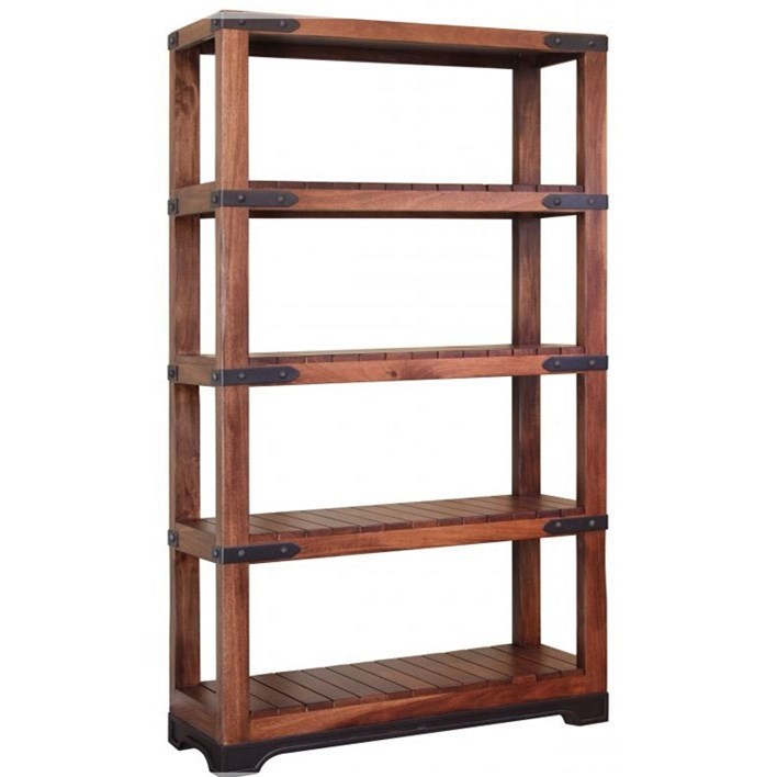 Parota IFD866BKCS70 Solid Mango Wood Bookcase with 4 Slatted Shelves